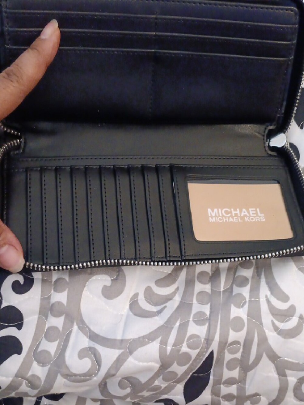 Michael Kors Black Leather Wristlet with Silver Hardware - Picture 7 of 16
